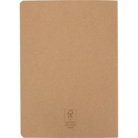 Carnet A5 couverture kraft souple avec coins arrondis, présenté de dos.