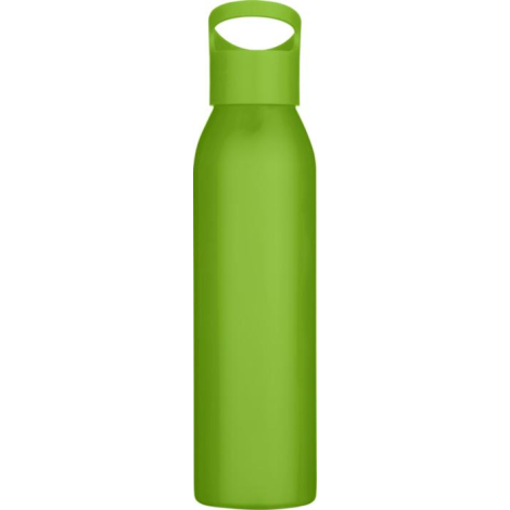 Bouteille d’eau verte 650 ml avec bouchon assorti à anse intégrée, vue de face.