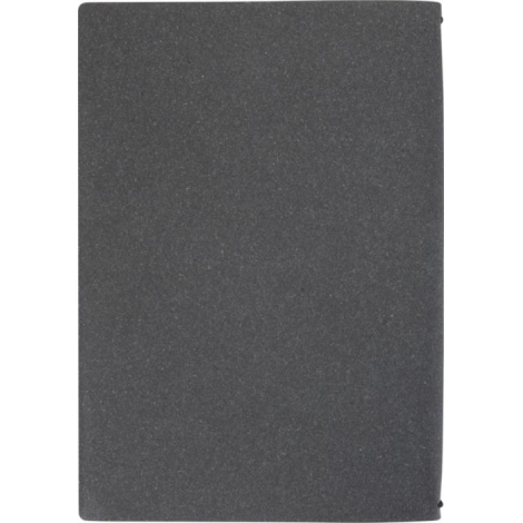 Carnet A5 noir à couverture souple présenté de dos.