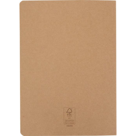 Carnet A5 en carton kraft souple présenté de dos avec couverture naturelle sans marquage apparent.