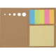 Marque-page autocollant kraft ouvert à plat montrant les notes jaunes et les cinq blocs colorés.