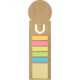 Règle marque-page avec graduations latérales et blocs de notes autocollantes multicolores.