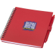 Carnet rouge à couverture souple avec reliure spirale et stylo assorti fixé sur le côté, marquage visible au centre de la couver