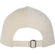 Casquette 6 pans en velours côtelé beige présentée de dos avec boucle métallique réglable.
