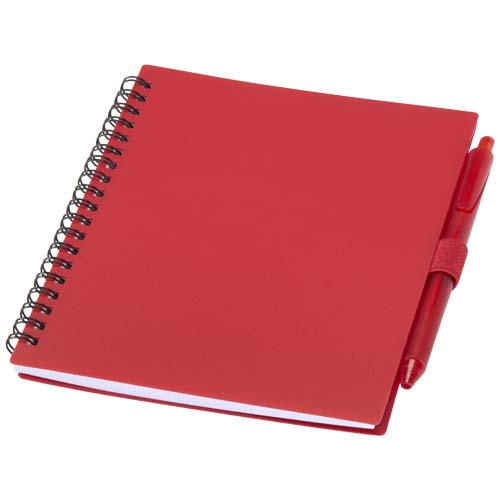 Carnet spirale et stylo bille personnalisé Niove Rouge
