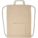 Vue arrière du sac à cordons beige montrant les cordons de portage et la poignée supérieure.
