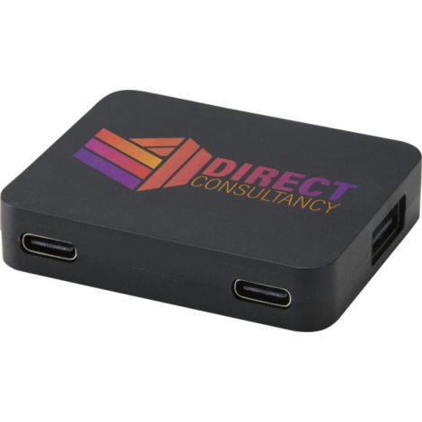 Hub personnalisé 4 ports USB en ABS recyclé Gaia