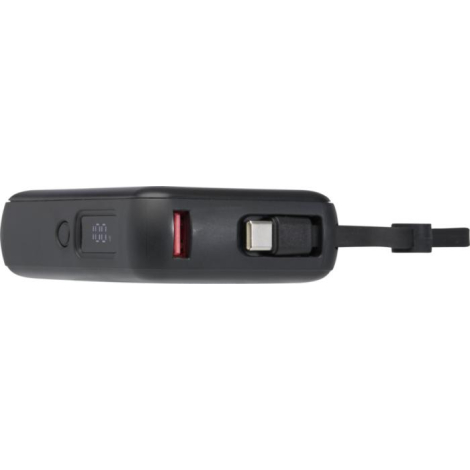 Vue latérale de la batterie noire montrant les ports USB et l’écran indiquant le niveau de charge, aucune personnalisation visib