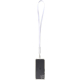 Tour de cou blanc suspendu tenant un smartphone noir, languette de fixation visible.