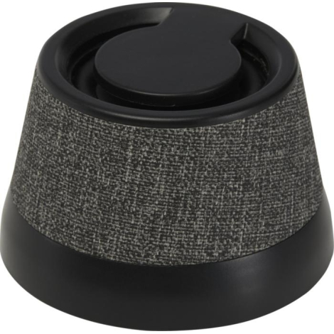 Enceinte vue du dessus avec couvercle circulaire noir, aucune personnalisation visible.