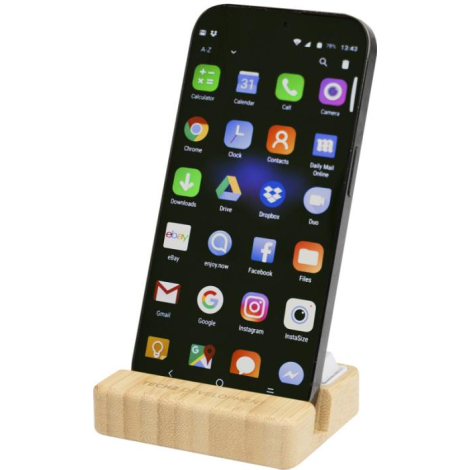 Support de téléphone personnalisé en bambou avec fidget Algol