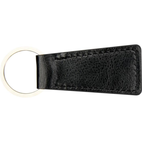 Porte-clés noir vu de dos, surface lisse avec coutures apparentes, sans marquage visible. Porte-clés noir vu de dos, surface lisse avec coutures apparentes, sans marquage visible.