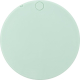 Miroir rond vert vu de dos, surface unie avec repère circulaire discret en haut, aucune personnalisation apparente. Miroir rond vert vu de dos, surface unie avec repère circulaire discret en haut, aucune personnalisation apparente.