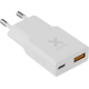 Chargeur mural 25 W Xtorm Go2 SlimLine blanc, design rectangulaire compact 1,5 cm en rABS recyclé certifié GRS, ports USB-A et U