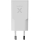 Adaptateur secteur publicitaire blanc 25 W SlimLine, vu de face, broches orientées vers le bas, sans marquage visible.