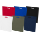 Ensemble de six sacs shopping plats présentés en éventail de couleurs blanche, rouge, bleue, kaki, noire et marine ; sans marqua Ensemble de six sacs shopping plats présentés en éventail de couleurs blanche, rouge, bleue, kaki, noire et marine ; sans marqua