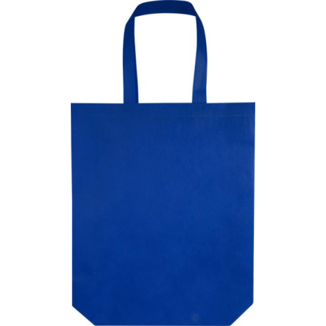 Sac cabas bleu à soufflets, présenté de face ; sans marquage visible. Sac cabas bleu à soufflets, présenté de face ; sans marquage visible.