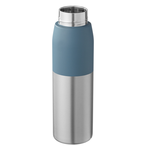 Bouteille métallique bicolore, partie inférieure acier brossé et partie supérieure bleue mate, bouchon dévissé, sans personnalis Bouteille métallique bicolore, partie inférieure acier brossé et partie supérieure bleue mate, bouchon dévissé, sans personnalis