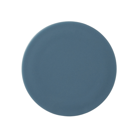 Vue du dessus d’un couvercle bleu uni à surface lisse et finition mate sur fond gris clair. Vue du dessus d’un couvercle bleu uni à surface lisse et finition mate sur fond gris clair.