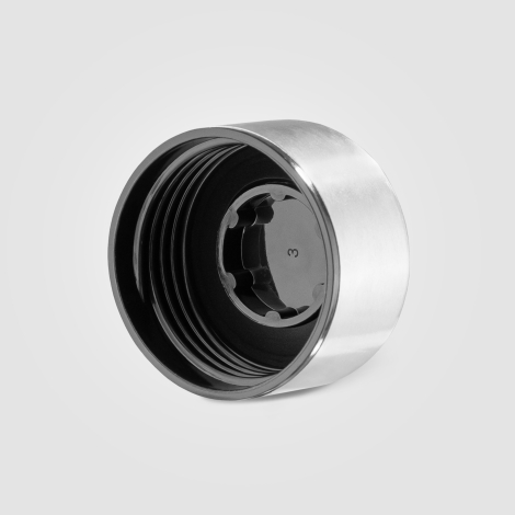 Zoom sur l’intérieur du bouchon en acier inoxydable. Zoom sur l’intérieur du bouchon en acier inoxydable.