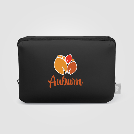 Trousse noire publicitaire vue de face avec marquage quadri visible. Trousse noire publicitaire vue de face avec marquage quadri visible.