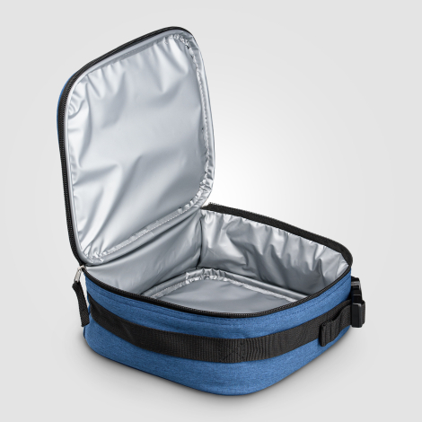 Vue intérieure du sac repas montrant la doublure PEVA. Vue intérieure du sac repas montrant la doublure PEVA.