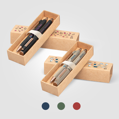 Coffret cadeau stylos en plastique recyclé personnalisable York Coffret cadeau stylos en plastique recyclé personnalisable York