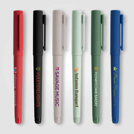 Stylo gel en plastique recyclé finition soft-touch personnalisable Aeris Stylo gel en plastique recyclé finition soft-touch personnalisable Aeris