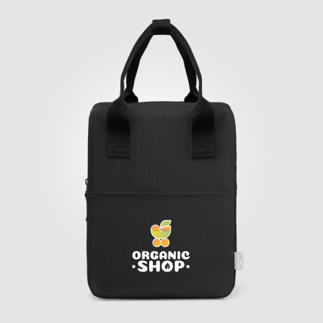 Sac isotherme noir avec marquage quadri sur l’avant Sac isotherme noir avec marquage quadri sur l’avant