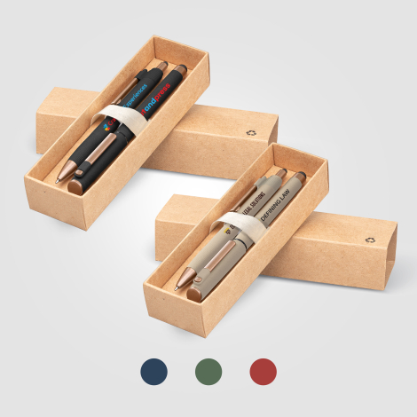 Coffret stylo en plastique recyclé finition bronze York Coffret stylo en plastique recyclé finition bronze York