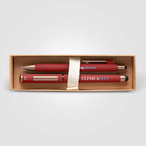Coffret stylo rouge promotionnel avec marquage visible Coffret stylo rouge promotionnel avec marquage visible