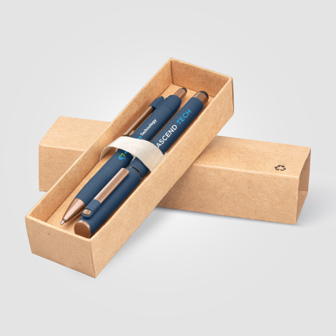 Coffret stylo bleu promotionnel avec marquage visible Coffret stylo bleu promotionnel avec marquage visible