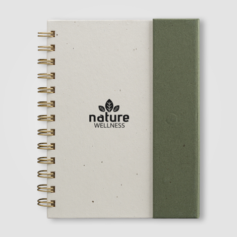 Carnet vert à spirale avec marquage visible Carnet vert à spirale avec marquage visible