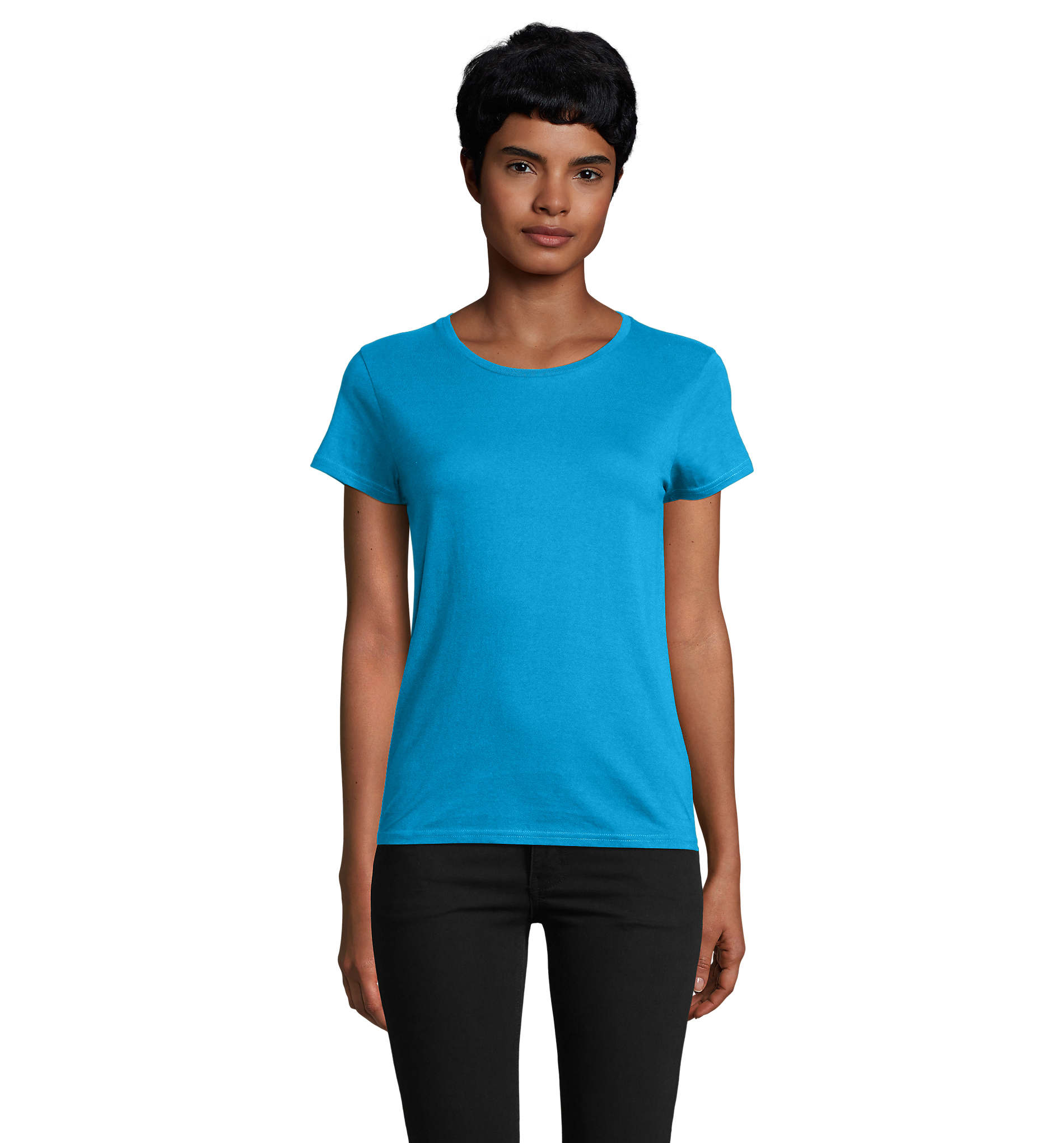 Tee shirt coton bio femme personnalisé 175g - PIONEER Aqua