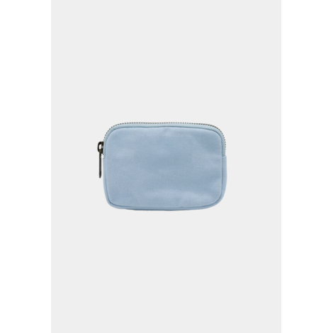 Petite trousse bleu clair avec zip supérieur, aucune personnalisation visible.
