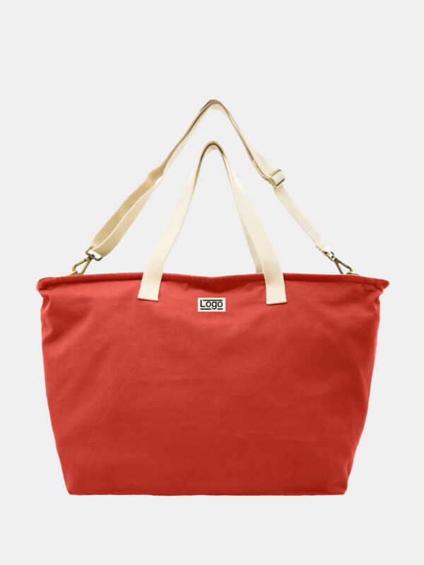 Sac week-end en coton bio personnalisable Jade Rouge
