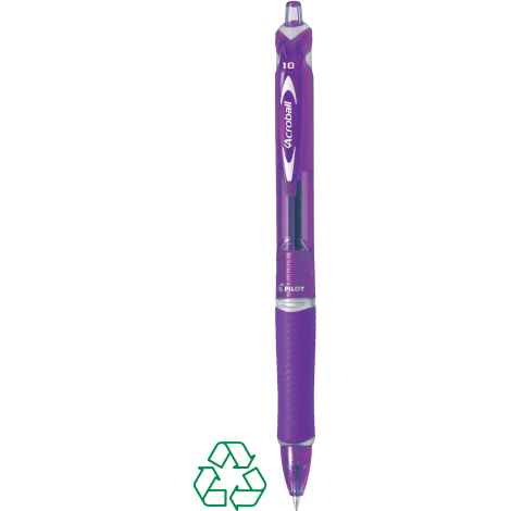 Stylo bille violet translucide de face avec grip texturé