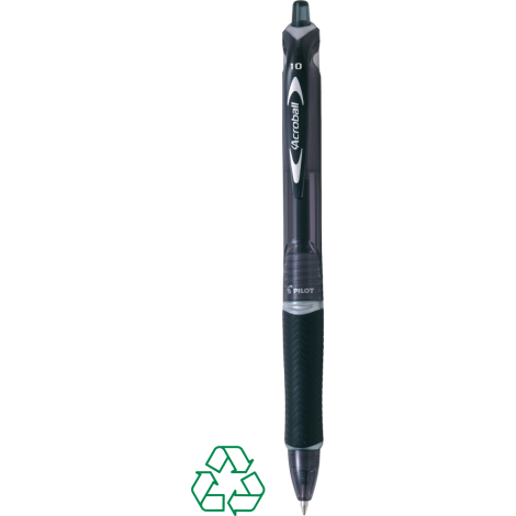 Stylo bille noir translucide de face avec grip texturé