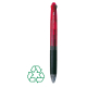 Stylo 4 couleurs rouge translucide de face avec grip noir Stylo 4 couleurs rouge translucide de face avec grip noir
