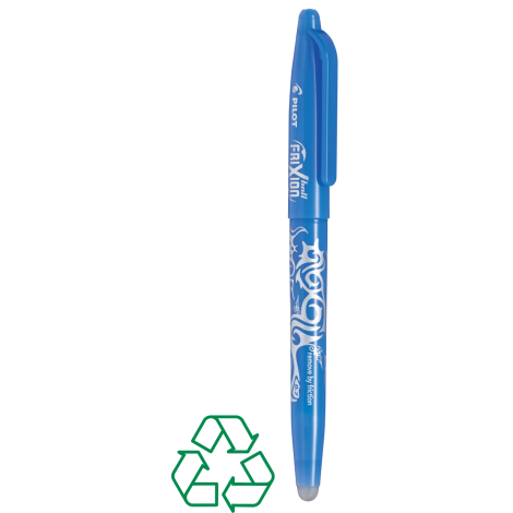 Roller bleu ciel de face avec motifs clairs et capuchon assorti