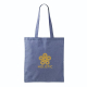 Tote bag bleu en coton et polyester 120 g/m² vu de face, longues anses et format souple, marquage visible sur la face avant