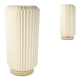 Lampe LED en papier pliable 32 cm sur socle bois clair, marquage visible sur la base.