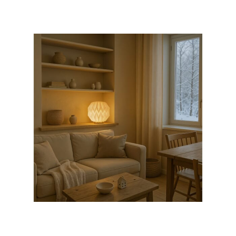 Lampe LED pliable publicitaire avec socle bois Coollux Luna