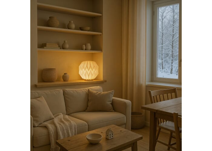 Lampe LED pliable publicitaire avec socle bois Coollux Luna Nature