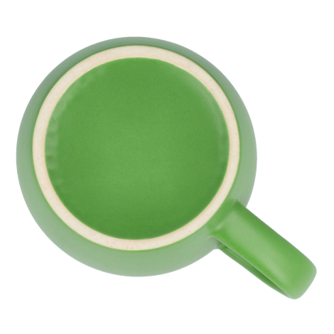 Mug York en céramique 300 ml vert mat, vue du dessous avec fond brut.