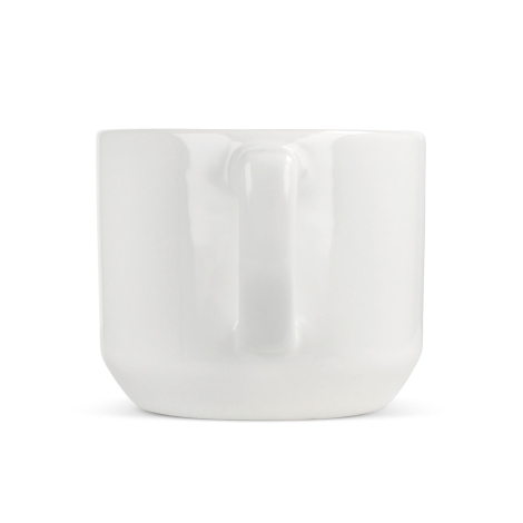 Mug Bern en porcelaine blanche 250 ml présenté de dos avec anse centrée.