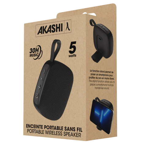 Emballage carton présentant l’enceinte noire en façade