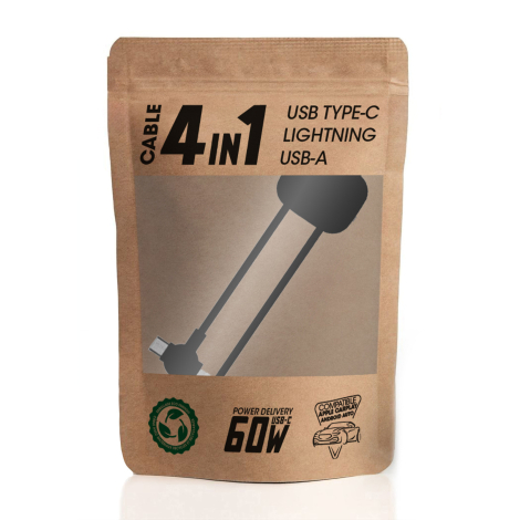 Emballage kraft avec fenêtre laissant apparaître le câble