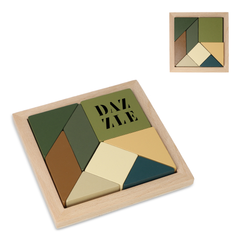 Tangram en bois à personnaliser avec cadre 7 pièces
