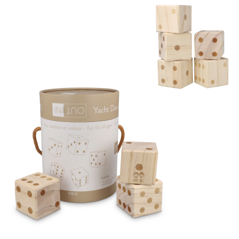 Dés géants en bois publicitaire avec tube de transport